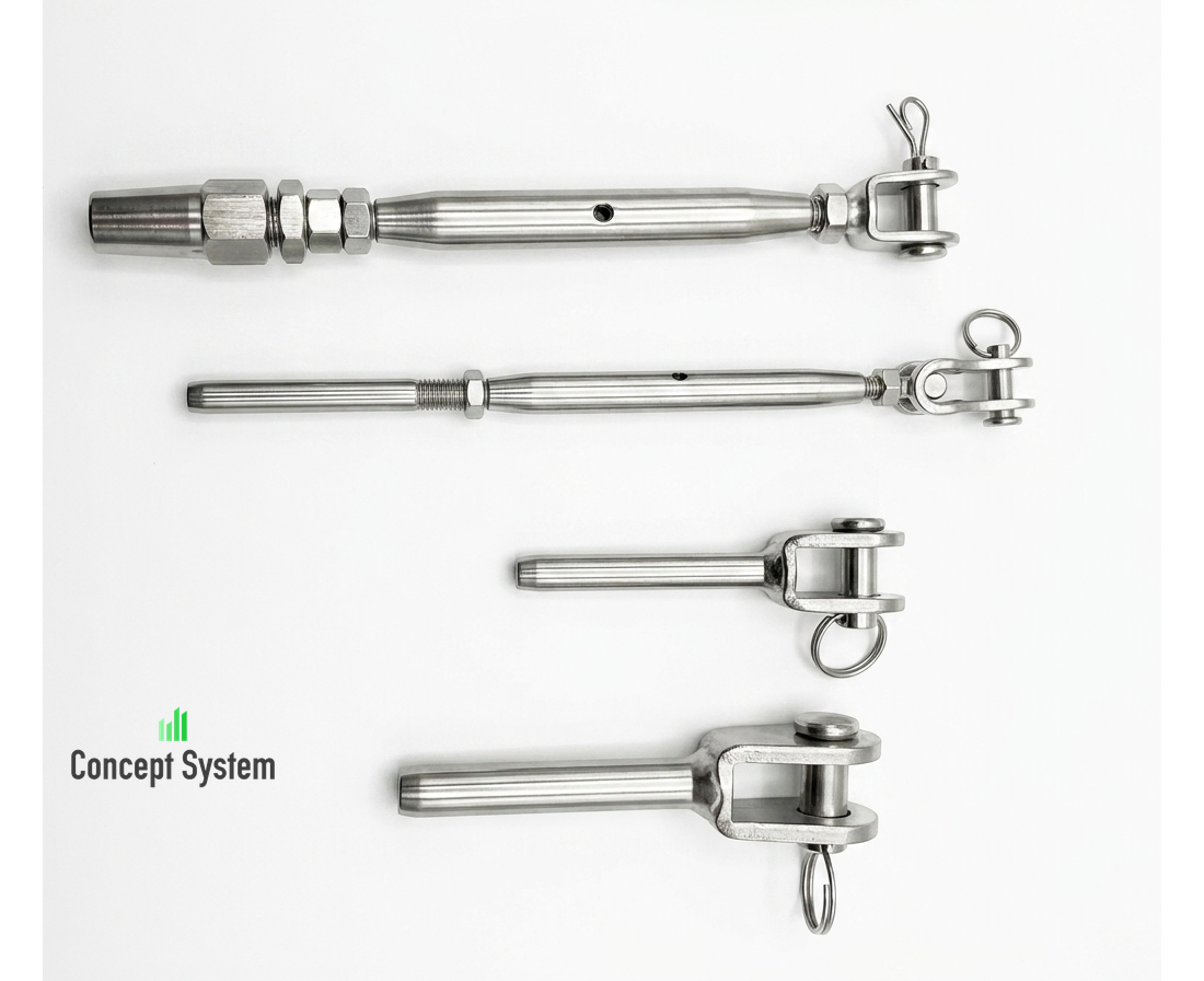 Gamme de tendeurs et embouts inox